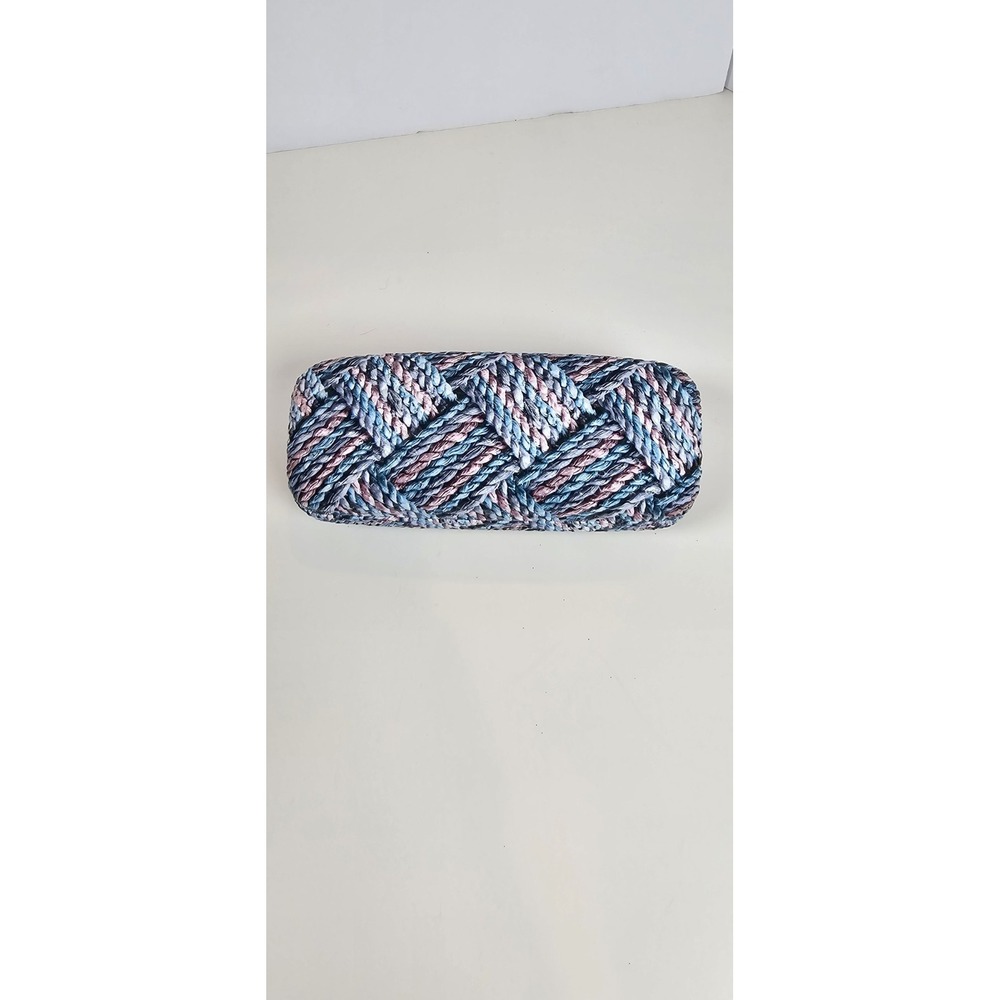 Hard Shell Eyeglass Case Woven Print Blue Pink Purple Velvet Lined